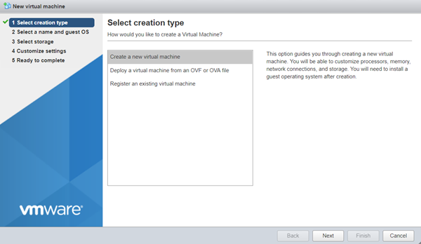 Create new virtual machine