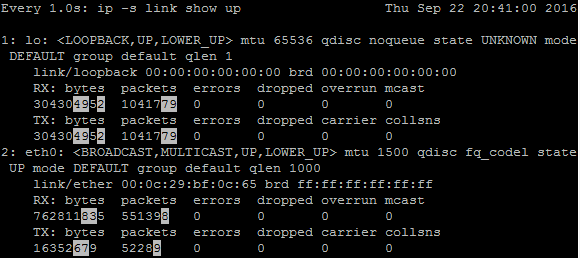 The dynamic output of the watch utility