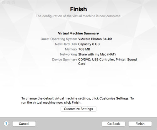 VM settings