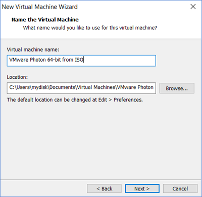 VM Name and Location